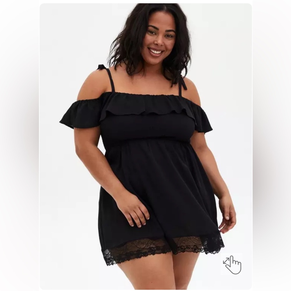 TORRID Black Mini Ruffle Lace Trim Coverup Dress - Sizes 2 and 3 NWT